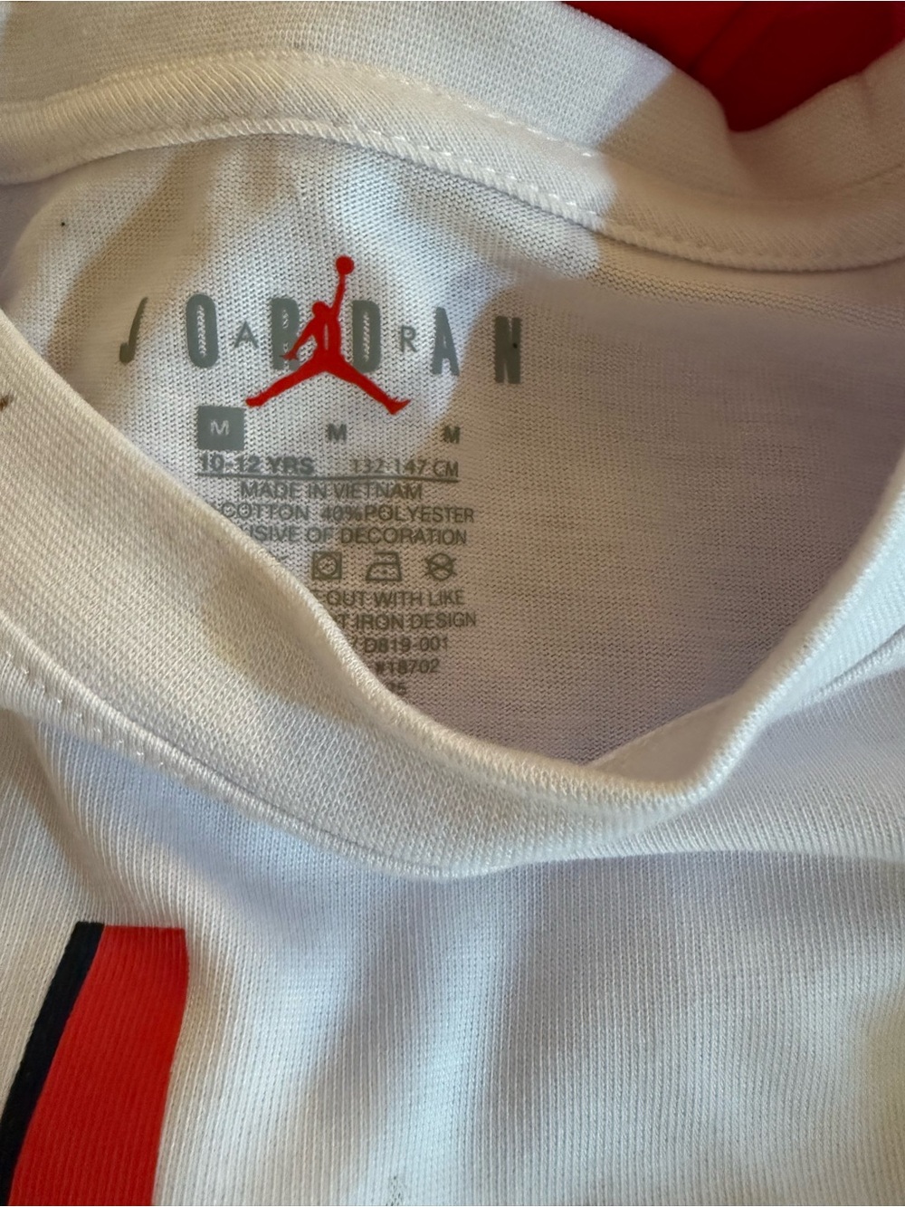 Jordan White Crewneck Sweater with Red Jumpman and Red Stripe